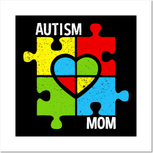 Autism Mom Shirt Puzzle And Heart Posters and Art